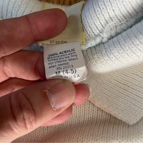 VTG FUN CONNECTIONS BLUE WHITE STRIPED COLLARED SWEATER KIDS SIZE 4/5T ACRYLIC - Picture 4 of 5